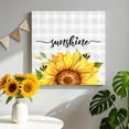 thumbnail image 3 of Sunshine Watercolor Canvas Wall Art for Living Room, Sunflowers Bees Grey Plaid Farmhouse Poster Print Painting for Bedroom Office Home Decoration Wall Pictures Prepare To Hang 10"x10", 3 of 9