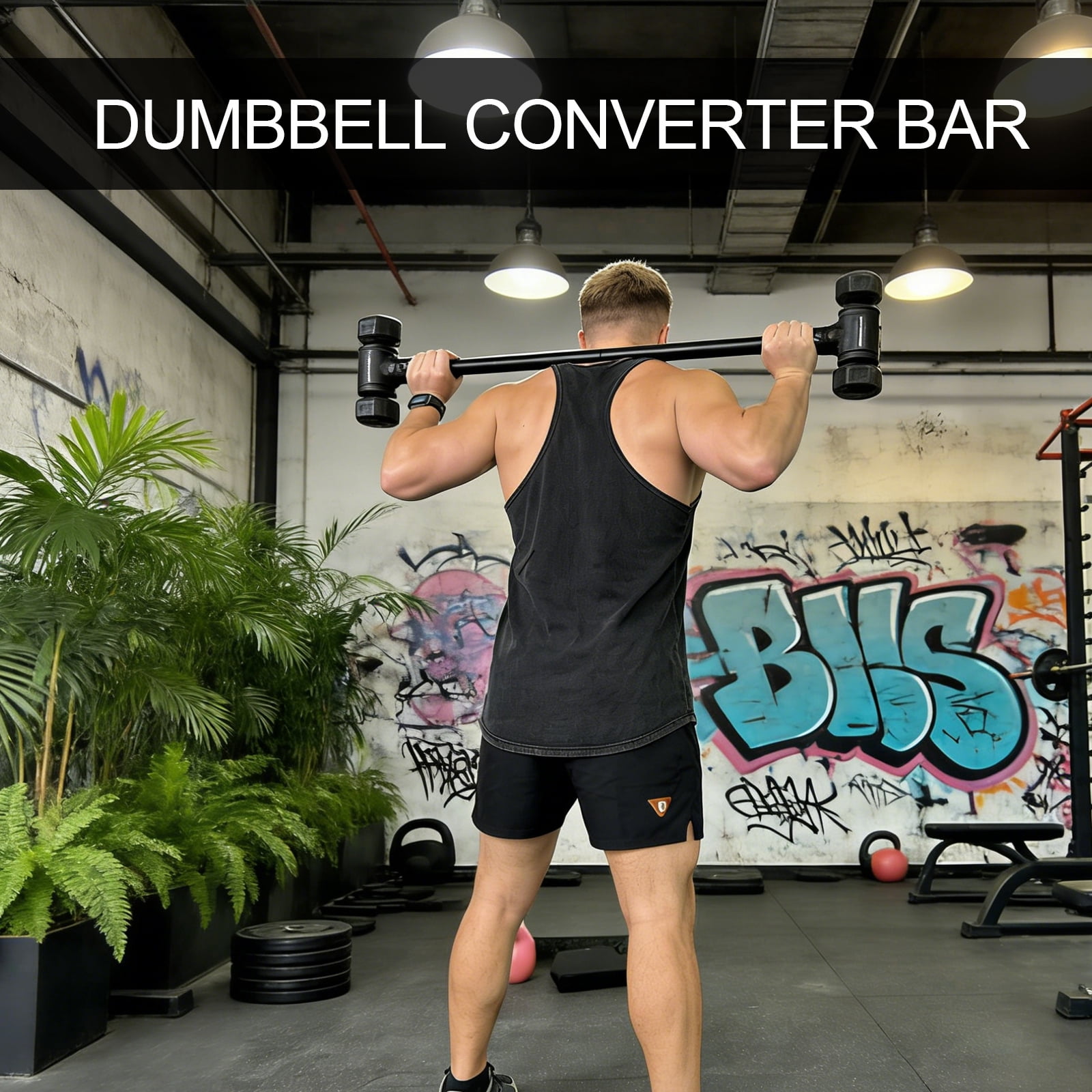 KORIKAHM Upgrade Dumbbell Barbell Converter Bar, Adjustable Weight Capacitry Bar Convert to Dumbbell Set for Home Gym Strength Training