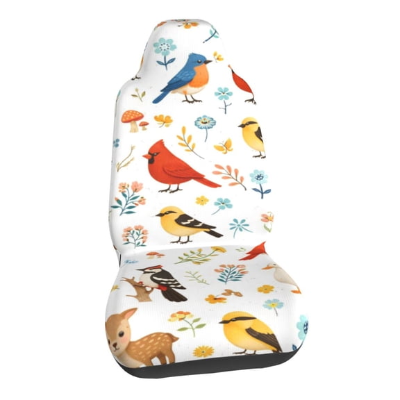 Woodland Birds And Wildlife Car Seat Covers Stretch Car Seat Protectors Universal Fit
