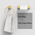thumbnail image 2 of RARXTR Bathroom Wall Mounted Hardware Set 2 Pieces Black Towel Ring and Toilet Paper Holder, Stainless Steel, Brushed Gold, 2 of 7