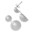 thumbnail image 4 of JewelStop Sterling Silver Polished Finish Puffed Round Double Button Drop Earrings with Push Back Clasp - 7.2gr., 4 of 5