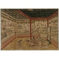thumbnail image 3 of Okumura Masanobu 18x14 Black Modern Framed Museum Art Print Titled - Lady Murasaki at Ishiyama Overlooking a Panorama with Eight Views of Lake Biwa (1740s), 3 of 5