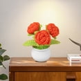 thumbnail image 4 of Knitted Flower Realistic Artificial Flowers Low Maintenance Crochet Flower Potted Plant for Home Decor, 4 of 7