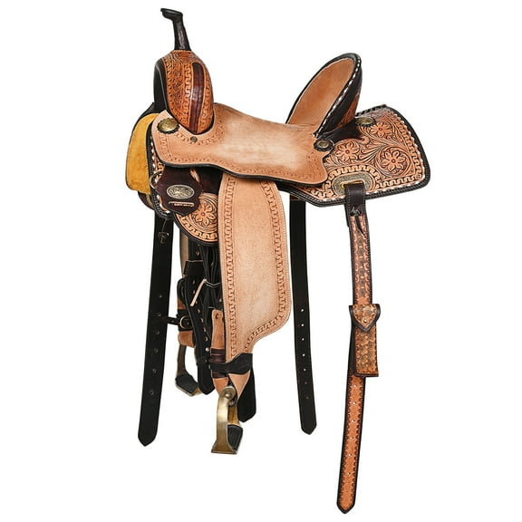 HILASON 15 In Western Horse Saddle American Leather Trail Barrel Brown