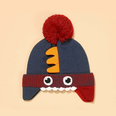 

QISIWOLE Autumn Winter Baby Boys Girls Pattern Knitted Windproof Warmth Ear Protection Children Hat Clearance
