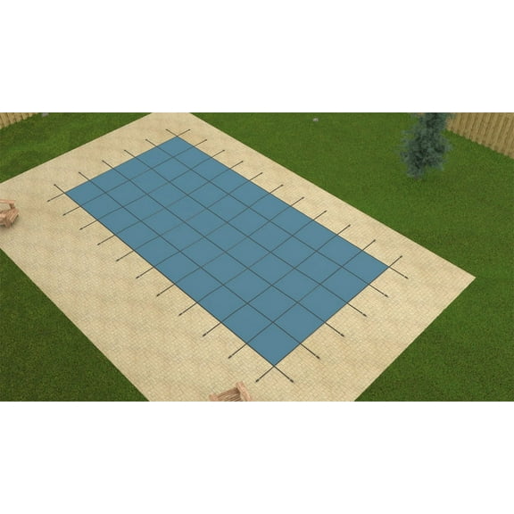 GLI Secur-A-Pool 16' x 32' Rectangular Swimming Pool Blue Mesh Safety Cover