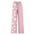 thumbnail image 4 of Womens Wide Leg Sweatpants Fashion Stars Print Patchwork High Waisted Baggy Lounge Pants Athletic Flared Joggers, 4 of 4