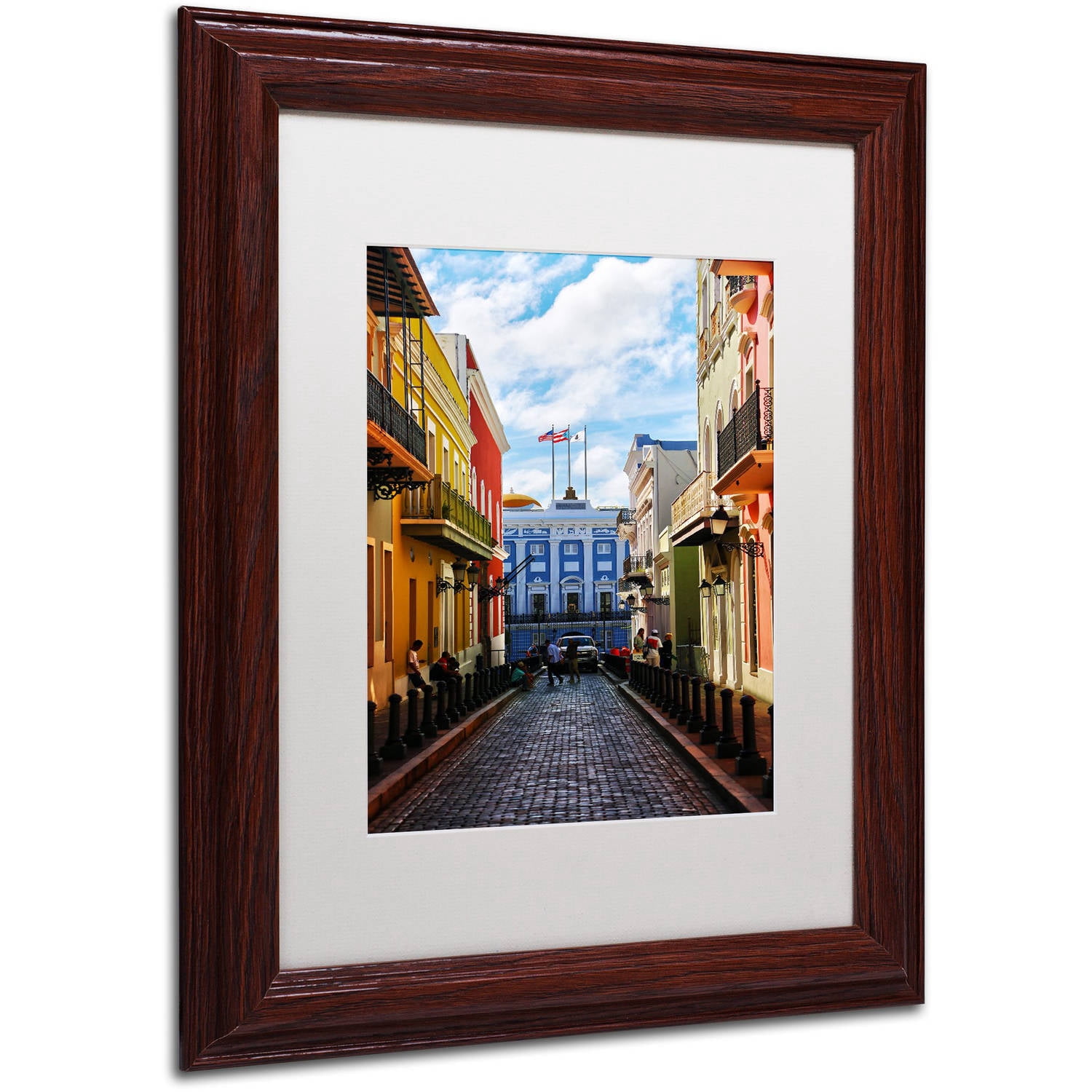 Trademark Fine Art "Old San Juan 7" Canvas Art by CATeyes, White Matte, Wood Frame