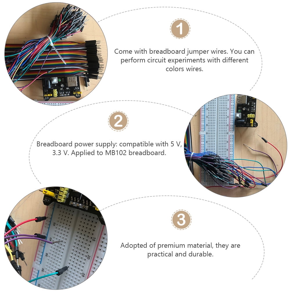 Soimiss Breadboard Power Supply Module Breadboard Jumper Wire Kit Multi Electron Portable 5Pack