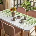 thumbnail image 3 of Green Table Cloths for 5 Foot Rectangle Tables, Summer Botanical Leaves Watercolor Patio Waterproof Elastic Fitted Tablecloths, Washable Rectangular Table Cover for Camping, 3 of 8