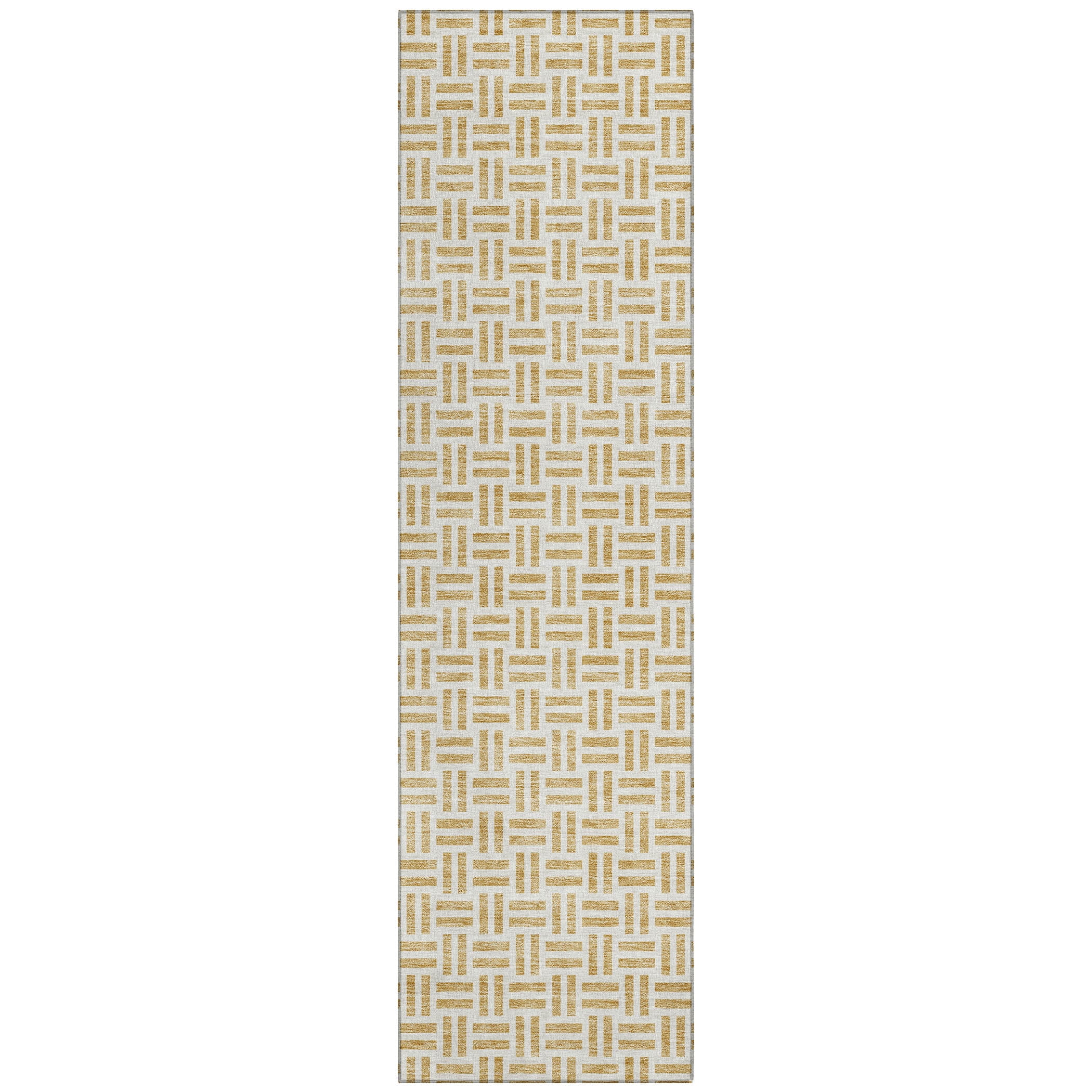 Addison Rugs Chantille Indoor/Outdoor Transitional Geometric Gold Washable Runner Rug, 2'3" x 7'6"