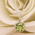 thumbnail image 2 of Dazzlingrock Collection 6.5mm Round Peridot & White Diamond Halo Pendant for Women with 18 Inch Silver Chain (0.10 ctw, Color I-J, Clarity I1-I2) in 14K Yellow Gold, 2 of 4