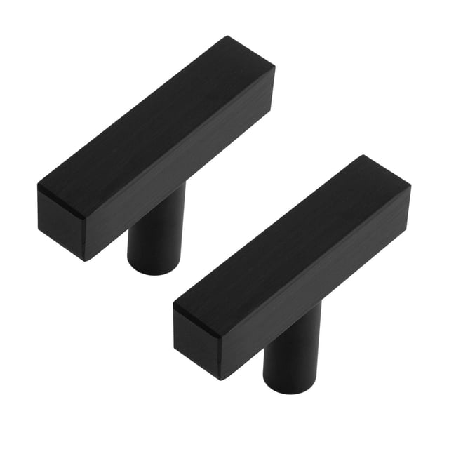 Era Square T Knob 2-Pack Brushed Black