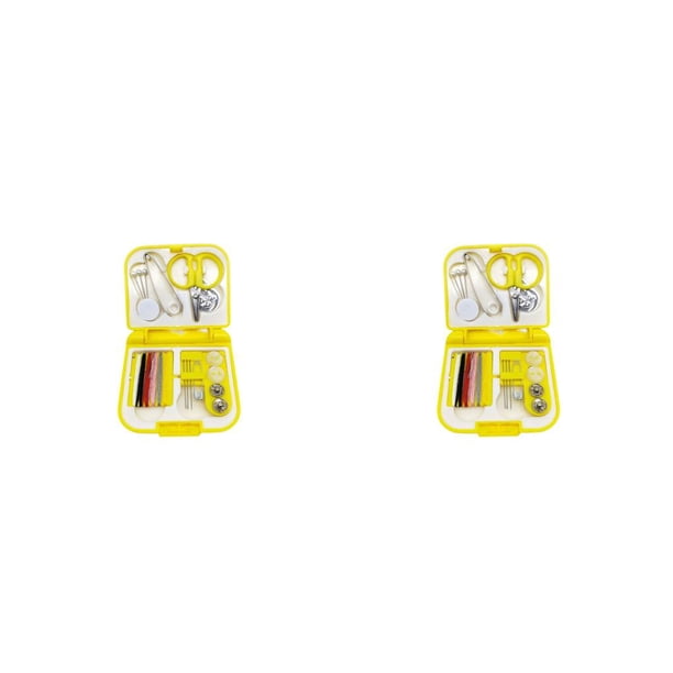 Wosthever Costura costura hogar botones caja portátil agujas bordado enhebrado con soporte reutilizable amarillo Amarillo 2piezas