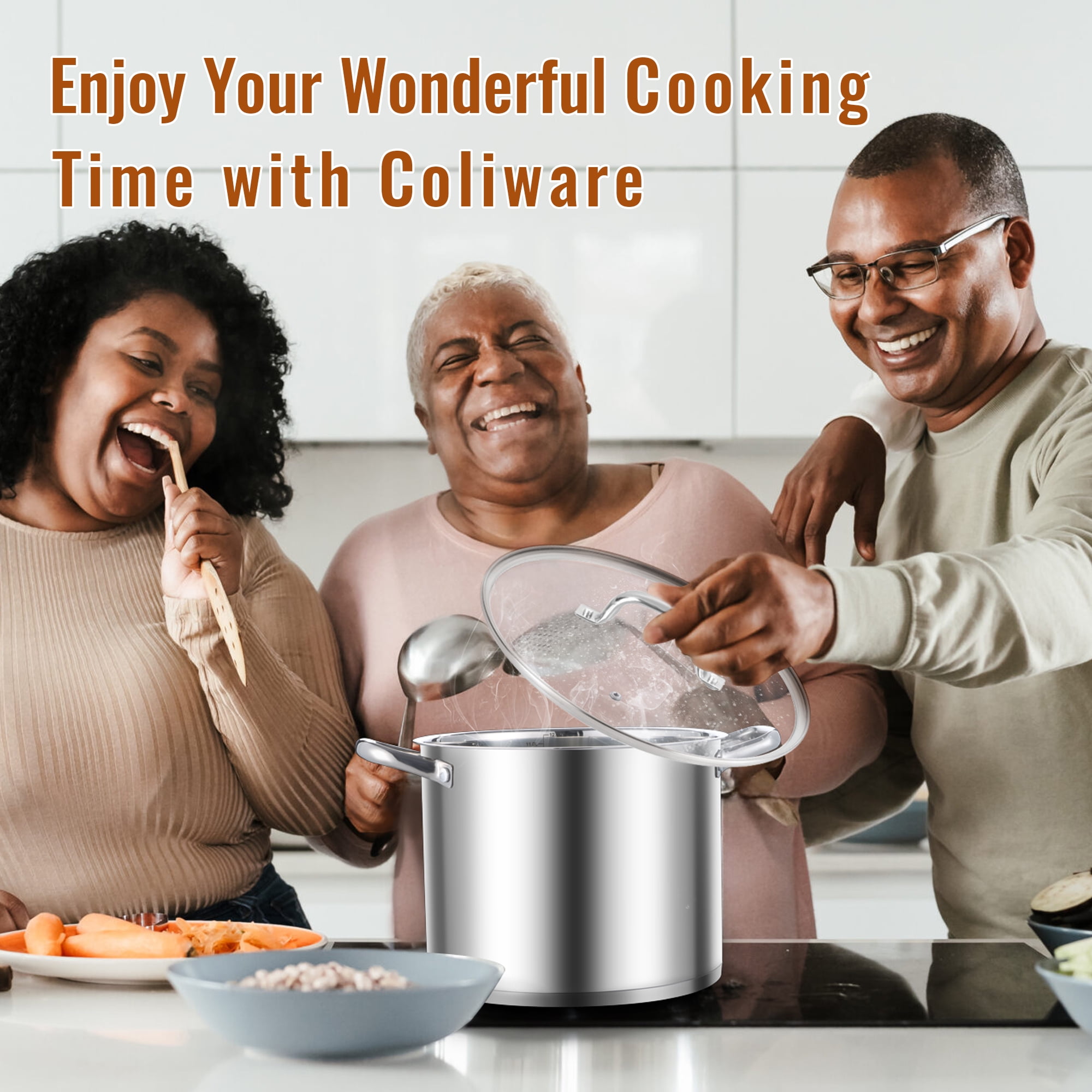Coliware Large Stock Pot, 12 QT TripPly Bottom Stainless St