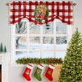 thumbnail image 3 of Christmas Golden Retriever Tie Up Valances Curtain, Cute Dog Pine Leaf Wreath Red Plaid Adjustable Rod Pocket Short Window Treatment Tie Up Curtains Valances for Kitchen Living Room Bathroom 60x18 In, 3 of 9