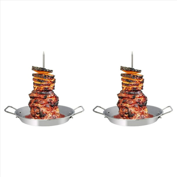 2X Brocheta Vertical para Grill-Al Pastor Brocheta Brasileña Soporte Vertical para Tacos Al Pastor, Shawarma, Kebabs,