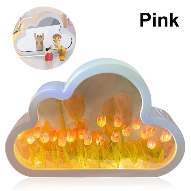 INS Estilo Dormitorio Tulipán Lámpara Nube Luz De Noche Con Espejo Mesita Atmósfera Foto props Regalos De Cumpleaños
