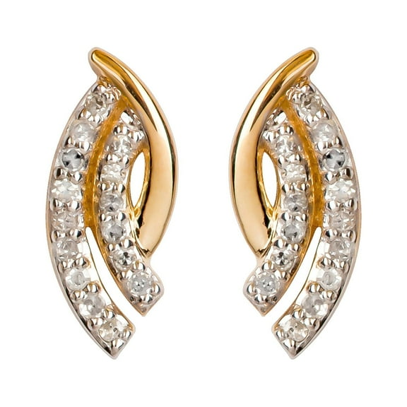 10k Yellow Gold Curved 1/6ct Diamond Bypass Earrings