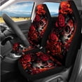 thumbnail image 2 of HUISEFOR 14 Pcs Rose Skull Car Seat Cover Full Set Breathable Non Slip Including Steering Wheel Cover, Belt Cover, Armrest Cover, Coasters, Keychain, Universal Fit for Cars SUV Trucks, 2 of 5