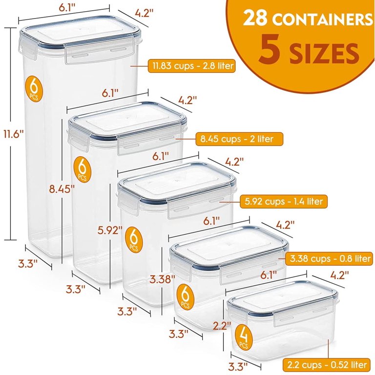 LARGE SET 28 Pc Airtight Food Storage Containers with Lids (14 Container  Set) Ai