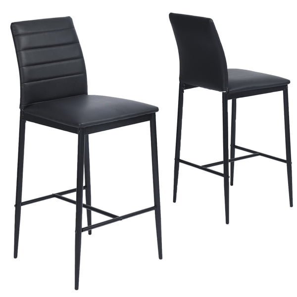 Set of 2 Bancos Alto, con Respaldo y Reposapié, Color Negro HOMEMAKE FURNITURE Industrial Retro