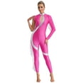 thumbnail image 1 of Kaerm Women Acrobatic Gymnastics Performance Jumpsuit Metallic Shiny Rhinestones Full Body Leotard Hot Pink S, 1 of 7