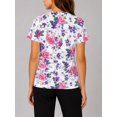 thumbnail image 2 of Women's All-Over Print Pink Rose Purple Floral T-Shirt Short Sleeve Crewneck Casual Summer Tee Tops, 2 of 6