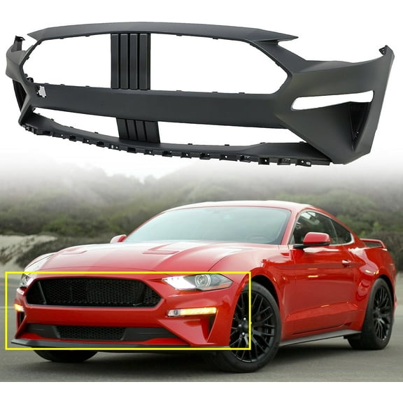 OTTULUR Front Bumper Cover For Ford Mustang EcoBoost/GT 2018-2021 With Tow Hook Hole