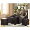 thumbnail image 3 of Furniture of America Drester Faux Leather Bench and Ottoman Set in Dark Brown, 3 of 6