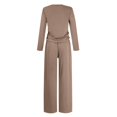 thumbnail image 5 of Womens 2 Piece Matching Lounge Sets 2026 Fall Fashion Ruching Top Wide Leg Drawstring Pants Outfits Gym Sweatsuits Light Brown M, 5 of 6