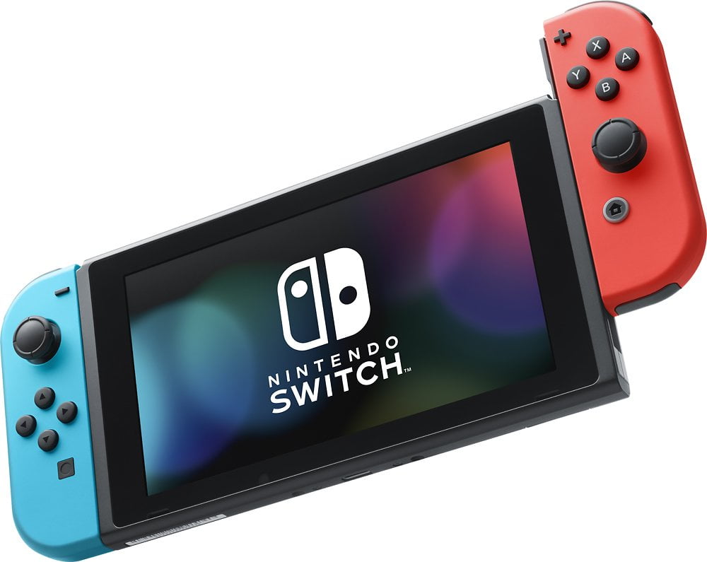 New Nintendo Switch Neon Red/Blue Joy-Con Improved Battery Life Console Bundle with Animal Crossing: New Horizons NS Game Disc - 2020 Best Game!