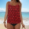 thumbnail image 5 of zaveiop Women's Swimwear Dazzle Scoop Neck Underwire Bra Tankini Bathing Suit Top (Red, L), 5 of 8