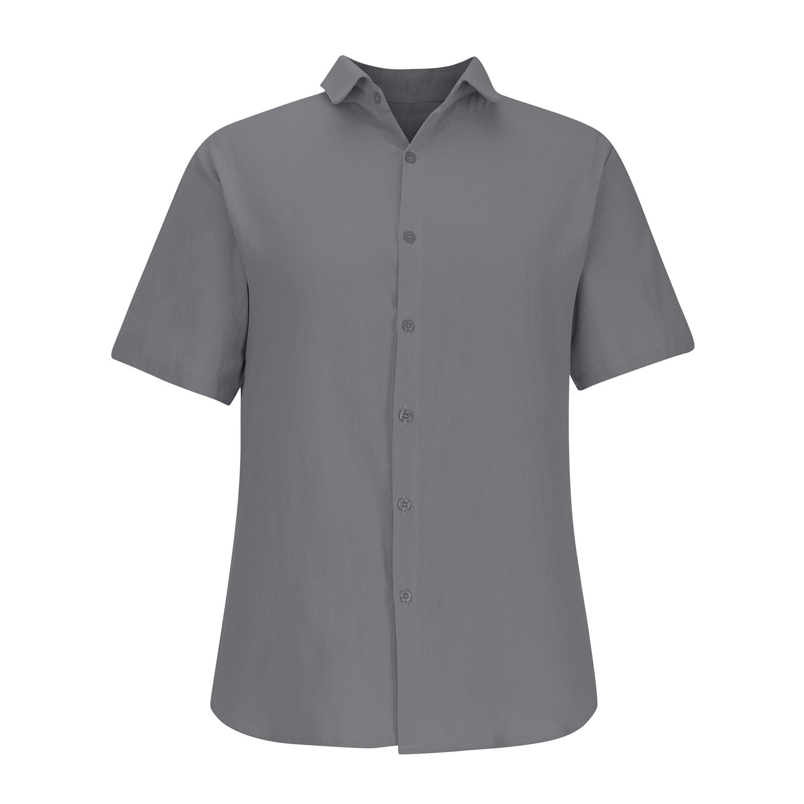 ZCFZJW Plus Size Summer Cotton Linen Shirts for Men Big and Tall Regular  Fit Casual Lightweight Solid Color Short Sleeve Button Down T-Shirts Tops  Dark Gray XXL 