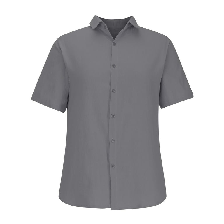 Men Casual T-shirt Solid Short Sleeve Stand Collar Buttons