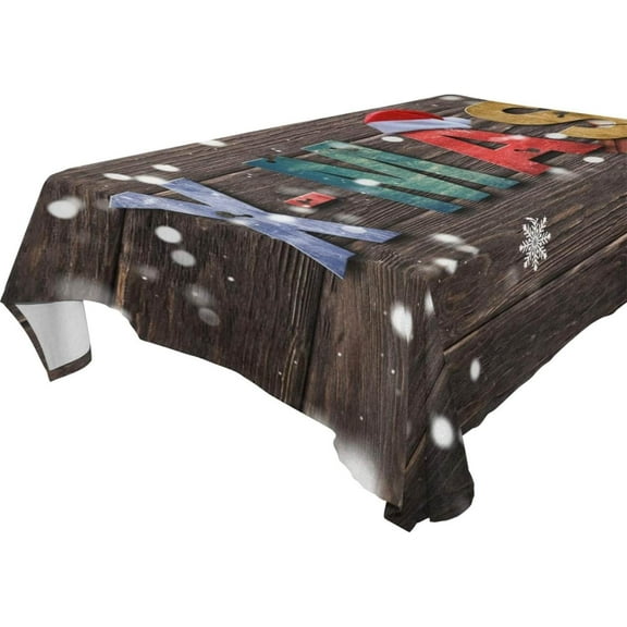 SKYSONIC 60"x120" Square Tablecloth with Christmas Wood Snowflake Advent Prints, Anti-Wrinkle and Smooth Table Cloth for Kitchen/Home Party Decoration