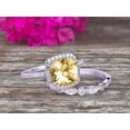 thumbnail image 4 of 2.55 Carat 7mm Cushion Cut Vintage Looking Champagne Diamond Moissanite Bridal Ring with Wedding Band on 10k White Gold, 4 of 6