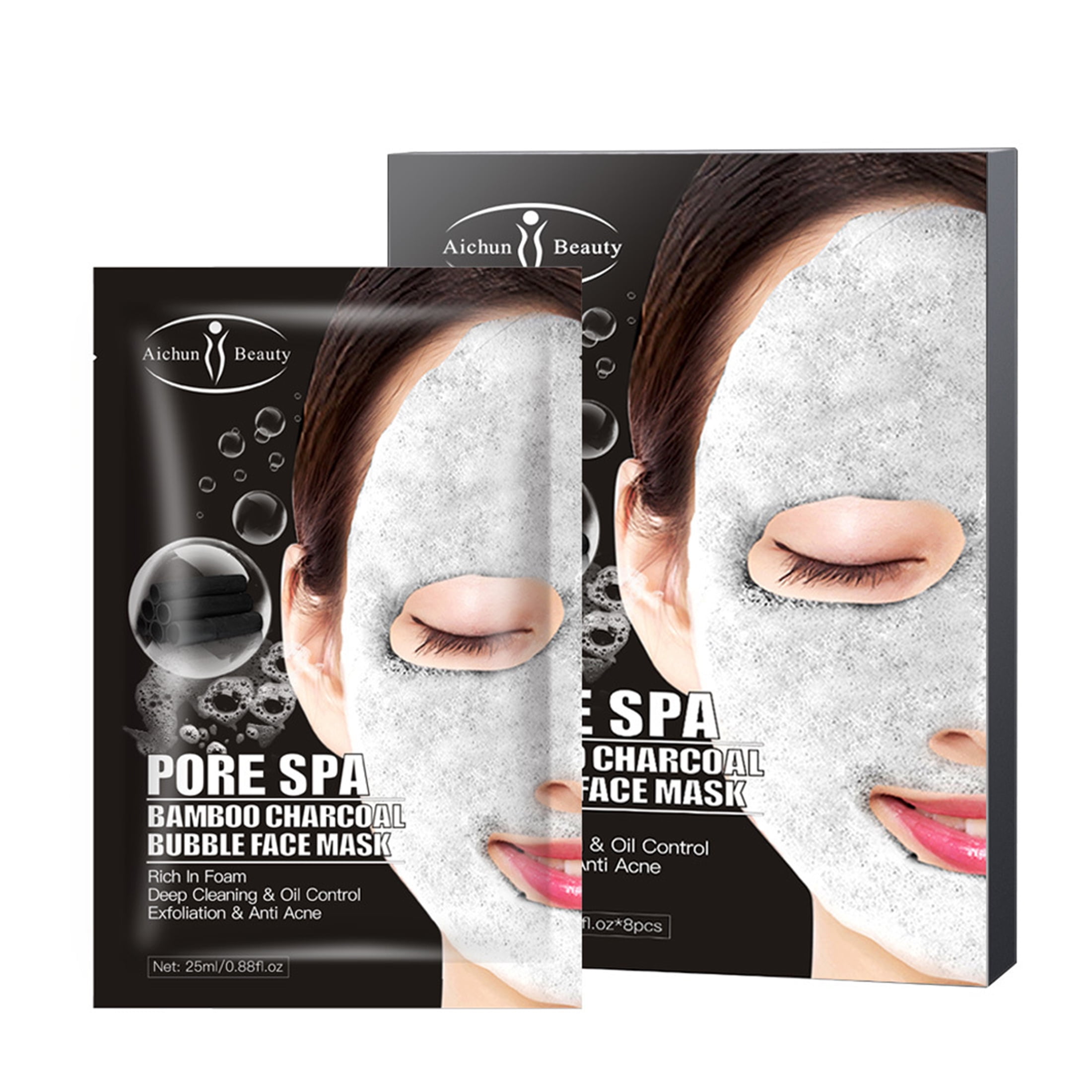 Bamboo Charcoal Facial Mask Skin Care (8 Pack) -Beauty Bubble Face Sheet Mask for Moisturizing and Hydrating - Shrinking Oil-control Cleansing Face - Walmart.com