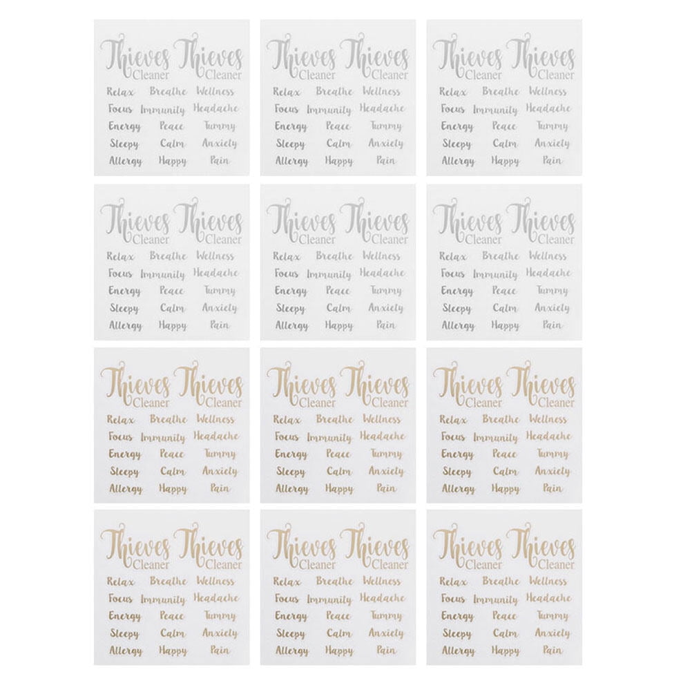 12 Sheets Essential Oil Bottle Stickers Letter Labels Perfume Bottles