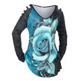 thumbnail image 1 of Camiseta con Estampado de Rosa Talla Extra Rosegal  Mangas largas de talla grande, 1 of 5