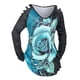 thumbnail image 1 of Camiseta con Estampado de Rosa Talla Extra Rosegal  Mangas largas de talla grande, 1 of 5