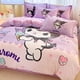thumbnail image 3 of Sanrio Cute My melody Kuromi Hello Kitty Cinnamoroll invierno estampado de dibujos animados leche terciopelo sábanas y fundas de edredón conjunto de tres piezas, 3 of 5