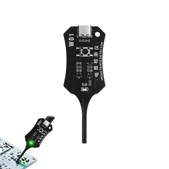 W01 Inductance Tester, Green Light Indicator, Type-C Powered, One-Button Detection Tool for PCB Repair and Electronic Troubleshooting (1 PCS)