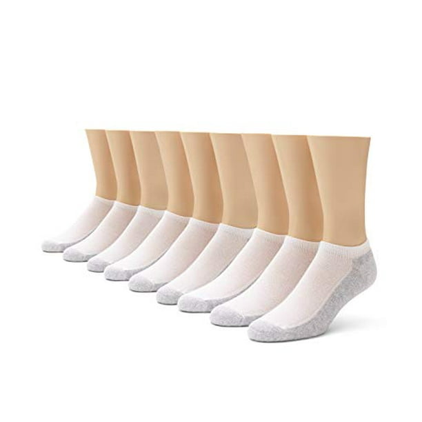 No Nonsense Men's Cushioned No Show Socks, White 9 Pair Pack, 612