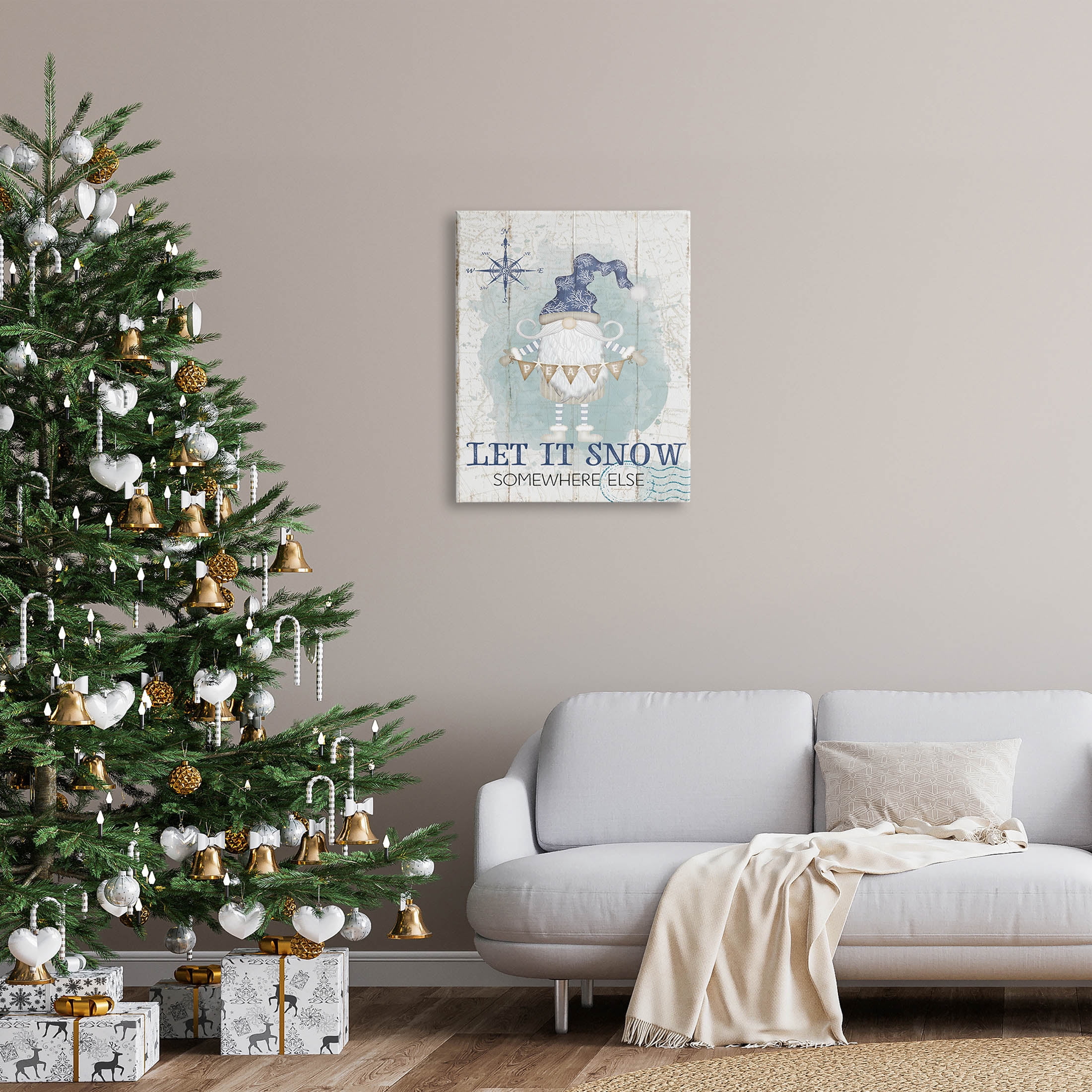 Stupell Industries Let It Snow Somewhere Else Gnome Graphic Art Gallery Wrapped Canvas Print Wall Art, Design by Jennifer Pugh
