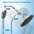 thumbnail image 5 of Qunler Dual Shower Head with Filter, 6 Modes 3-Way Rainfall High Pressure Showerhead with Handheld Combo 72" Long Hose, Black, 5 of 9