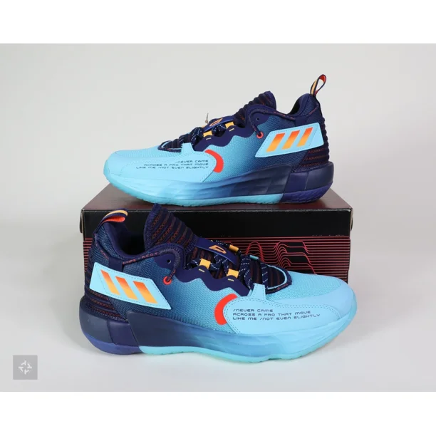 Adi - das Dame 7 EXTPLY Dark Blue Aqua Red Basketball Shoes Men's Size 9.5 (H68606)