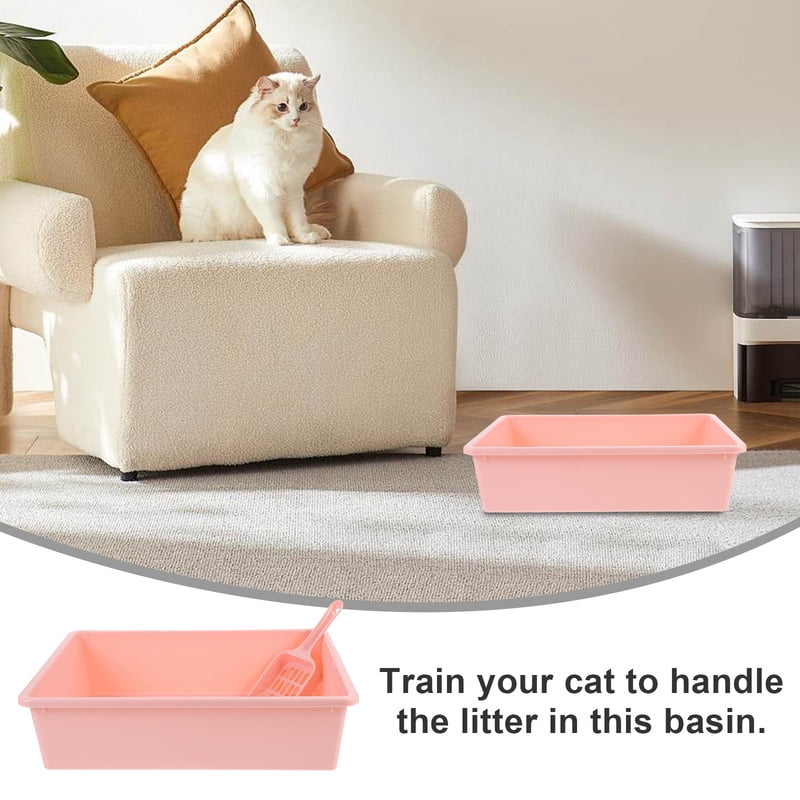 1 Set Cat Litter Box Kit Low Entry Portable Kitten Litter Box Large Capacity Open Type Pet Toilet For Cats Household Travel Use
