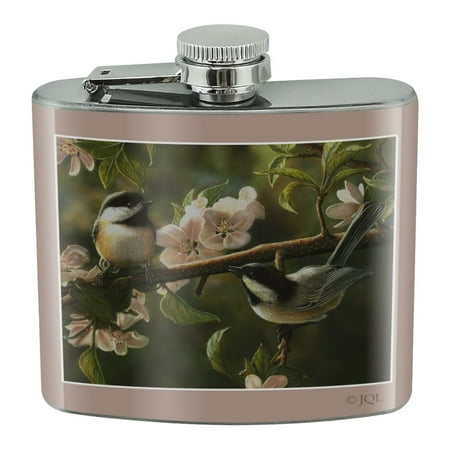 

Chickadees Songbirds Spring Blossoms Stainless Steel 5oz Hip Drink Kidney Flask