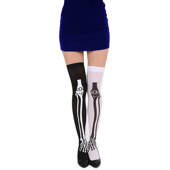 Black / White Skeleton Pattern Knee Socks Soft Thigh High Socks Over the Knee Thigh High Long Stockings for Halloween Pattern Funny Party Dance Cosplay Carnival Game Events